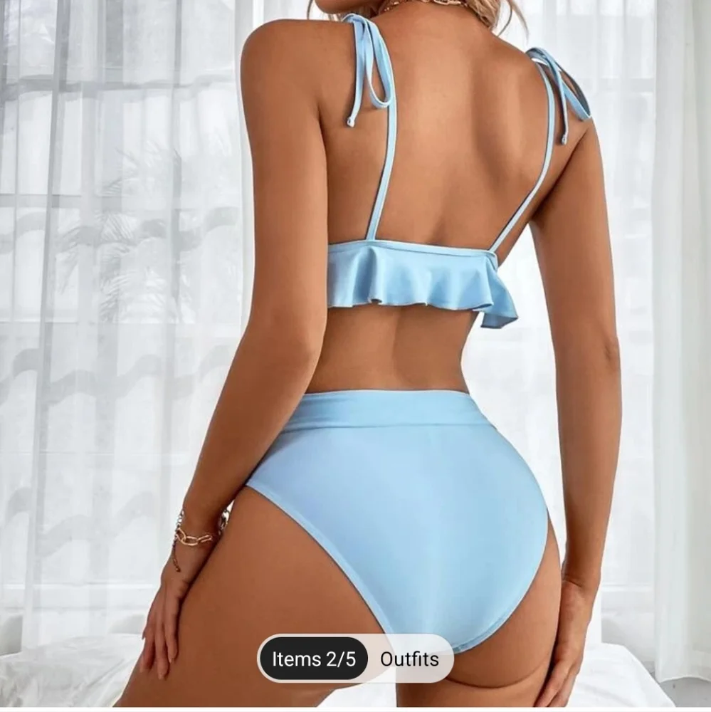 Tie Front Ruffle Bikini - Picture 2 of 2